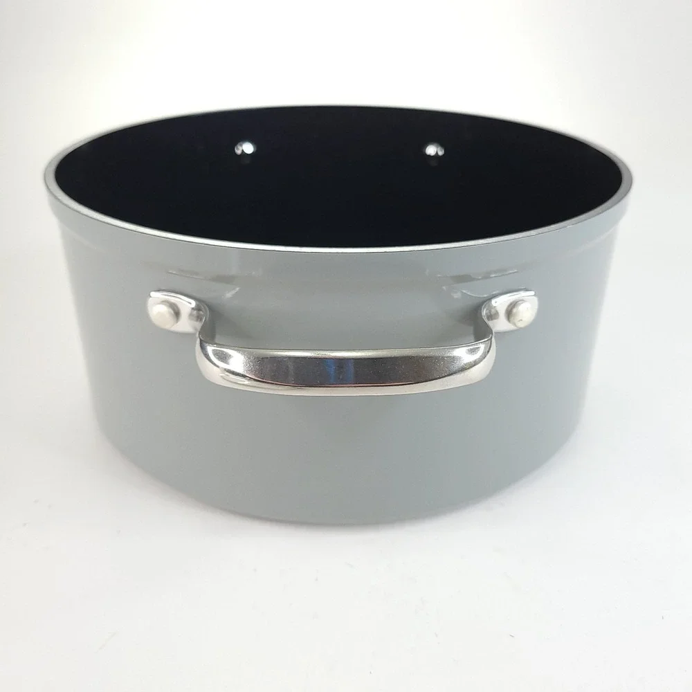 NuWave Duralon Blue 5 Qt. Ceramic Non-Stick Gray Stock Pot with Glass Lid